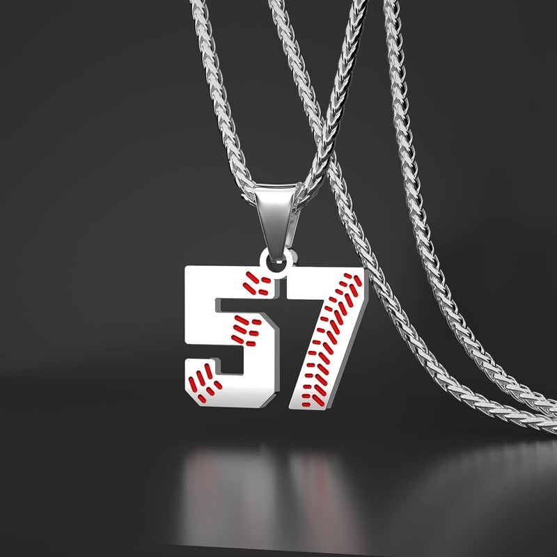 Wikavanli Personalized Baseball Jersey Number 00-99 Necklace - Stainless Steel Baseball Chain Pendant Necklace - Team Jewelry Gift for Boys, Girls, Men, Women - Image 2